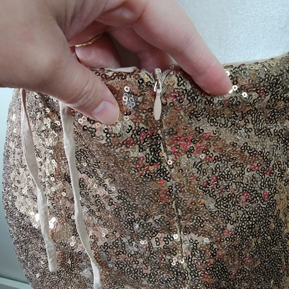 Lulus Rose Gold Sequin Bodycon Backless Mini Dress Medium - Picture 8 of 8
